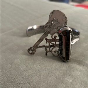 Silver Musical Instrument Cuff Bracelet Hand Made in Nashville